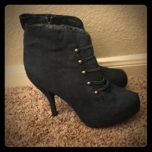 Dark green and dark blue boots